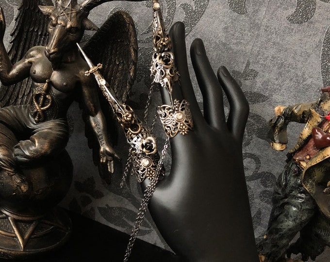 CUSTOM ORDER 2 finger metal claws "Hugin" - cosplay, viking, fantasy, gothic