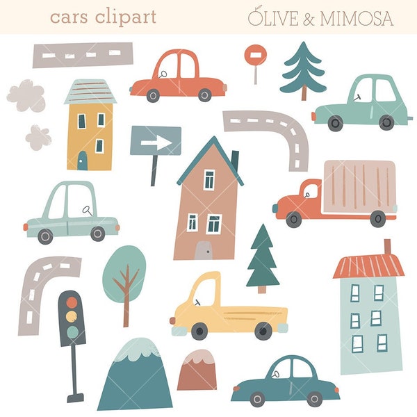 Cars clip art images, transport clipart, digital illustrations – instant download