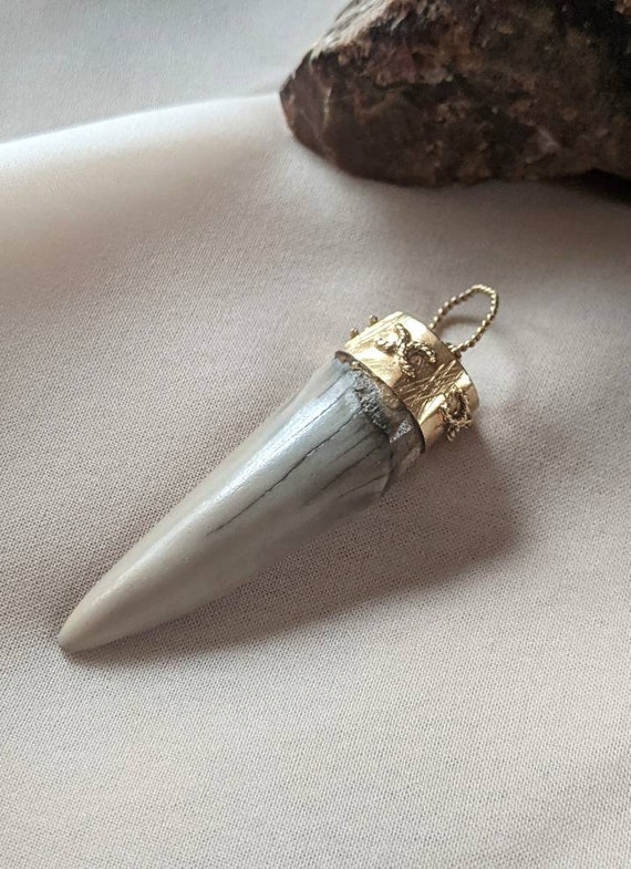 14K Yellow Gold Accented Sharks Tooth - image 2