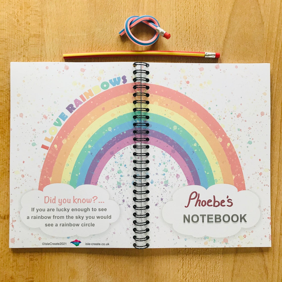 Rainbow Notebook Personalised Notebook Girls Notebook Etsy UK