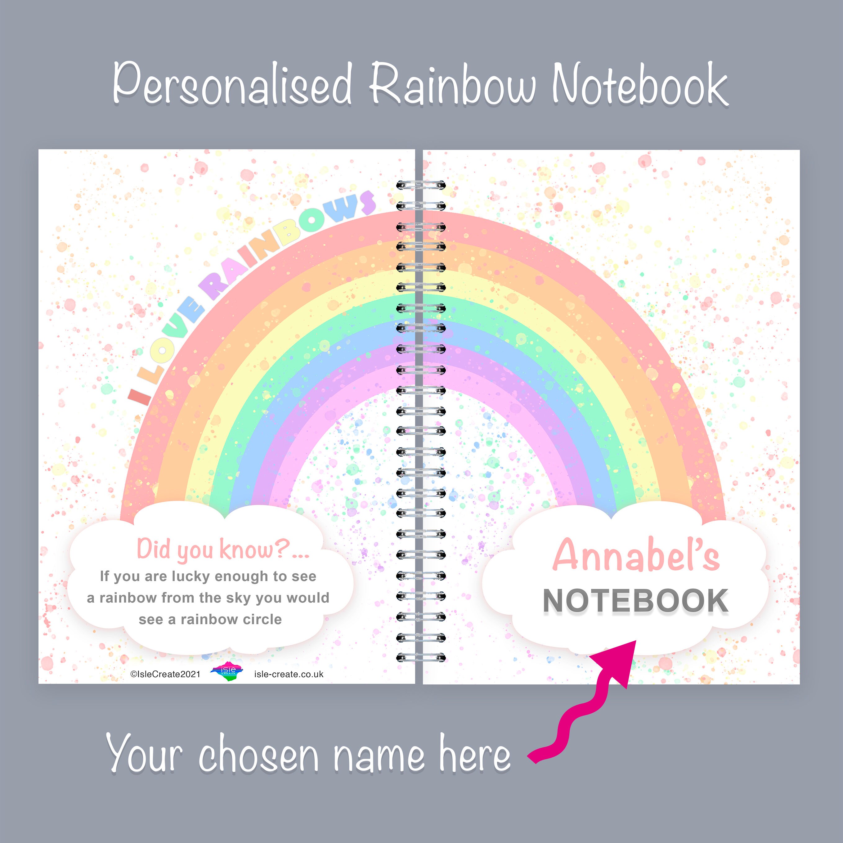 Rainbow Notebook Personalised Notebook Girls Notebook Etsy UK