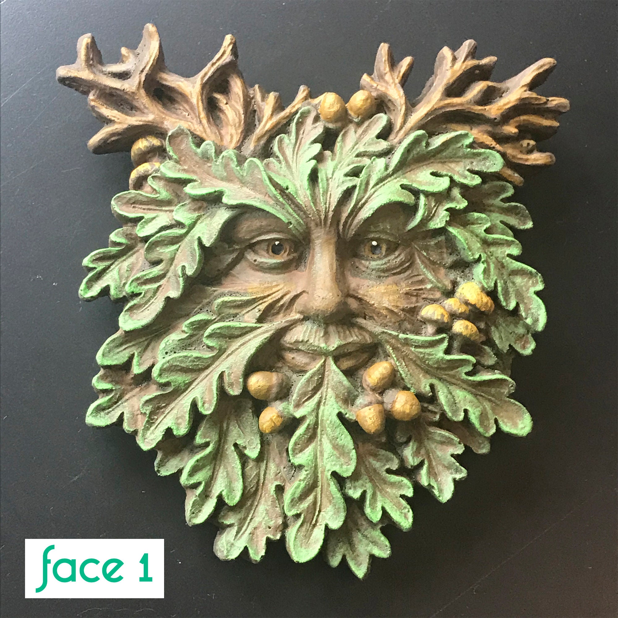 Green Man Outdoor wall plaque Leafy face wall hanging Etsy