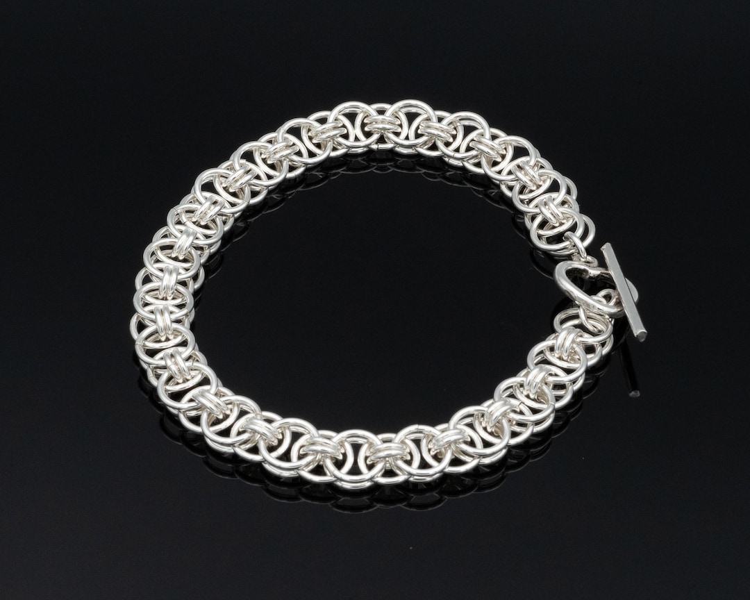 ブレスレット Coil Toggle Chain Bracelet #8902 Women's 18g Parallel Weave Chain Maille Sterling Silver