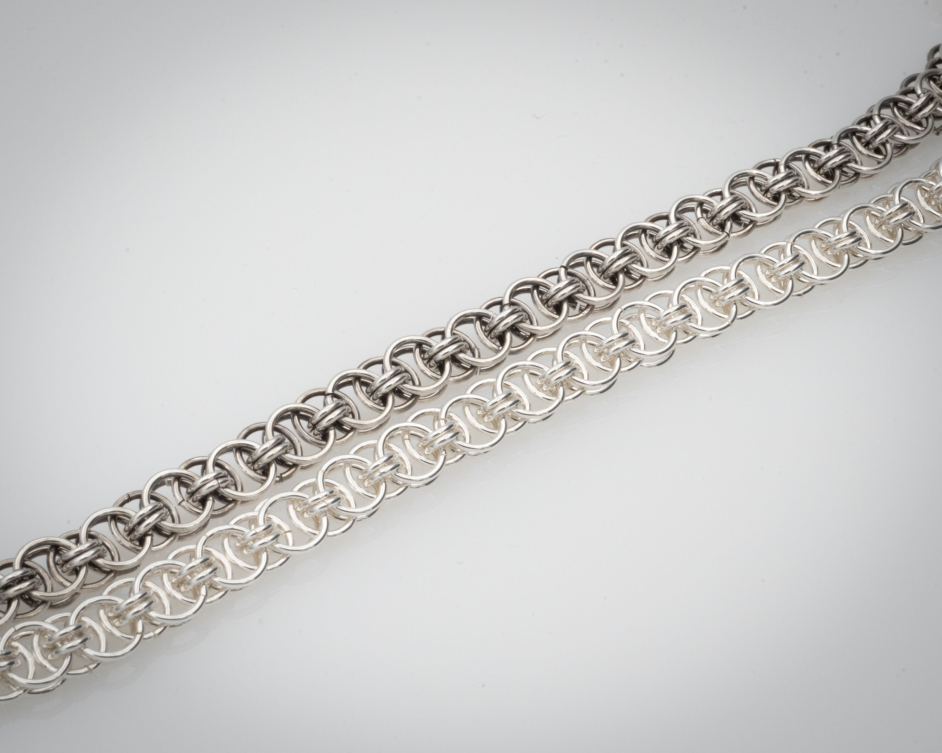 Women's 18g Parallel Weave Chain Maille Sterling Silver