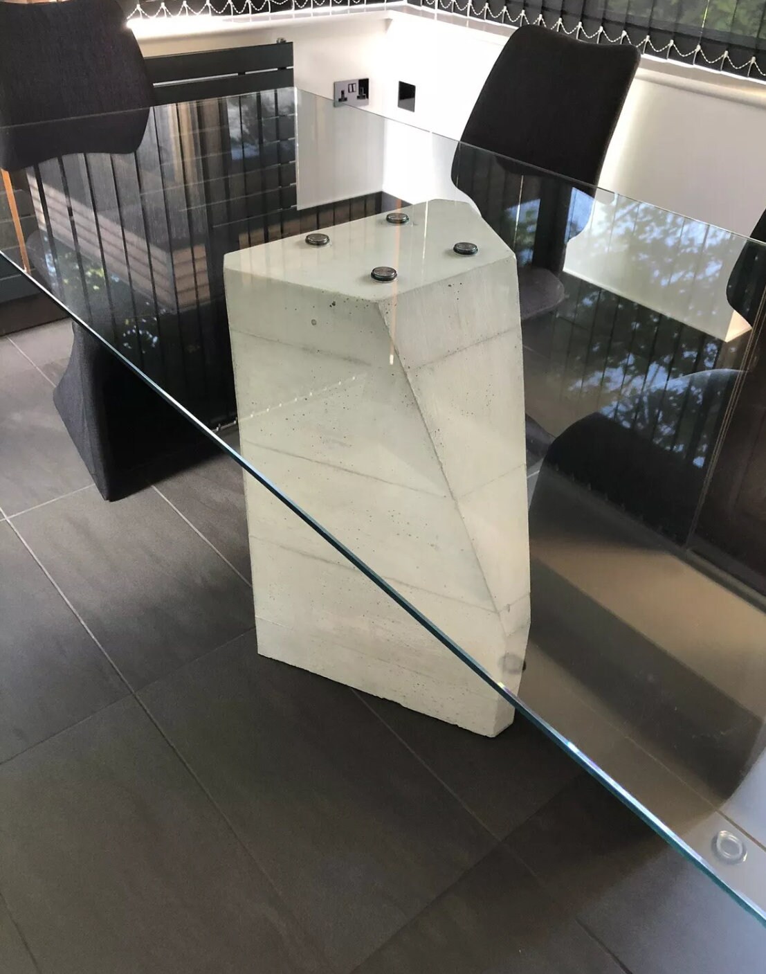 Contemporary/ Industrial Concrete and Glass Dining Room Table - Etsy UK