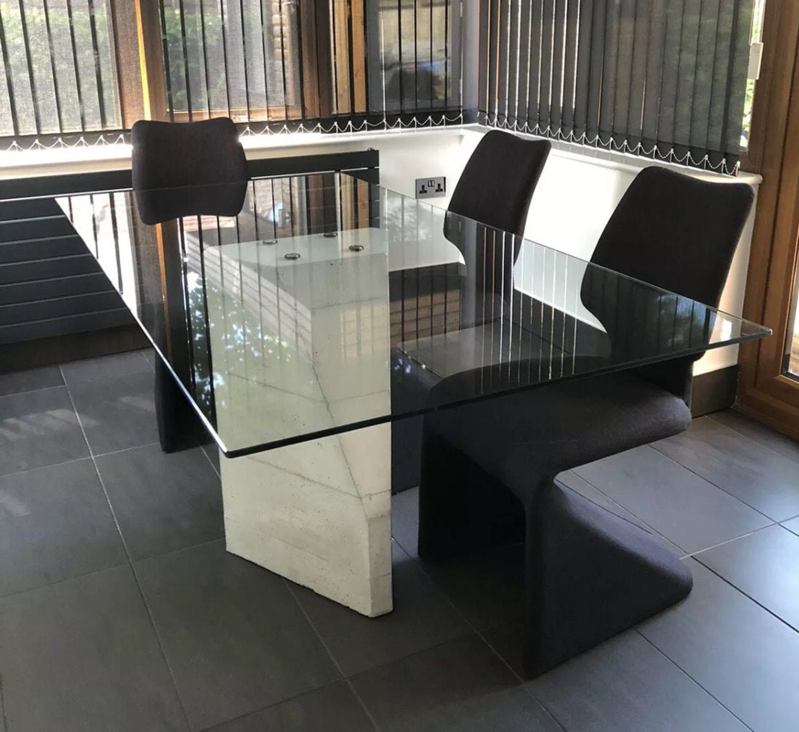 Contemporary/ Industrial Concrete and Glass Dining Room Table - Etsy UK