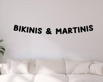 Bikinis & Martinis Bachelorette Banner - Beach Bach Party - Bachelorette Weekend - Bach Bash - Photo Backdrop - Customized Personalized Sign