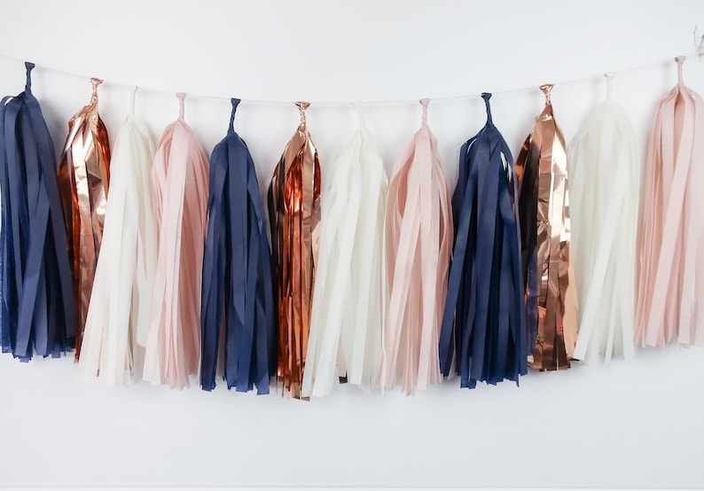 Rose Gold Blush Navy Tassel Garland DIY & Premade Etsy