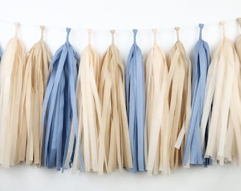 Toast on the Coast Tassel Garland | Coastal Bachelorette Decor | Something Blue Bridal Shower | Coastal Beach Birthday Party| DIY or Premade