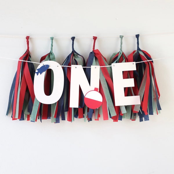 Ofishally One High Chair Banner + Mini Tassels - O-Fish-Ally - Fish Party - First Birthday - Garland - Sign - Photo BackDrop