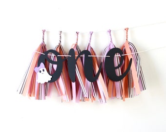 Little Boo ONE High Chair Banner + Mini Tassels | Spooky One First Birthday Decor | Halloween Cake Smash | Little Boo Party | Two Spooky