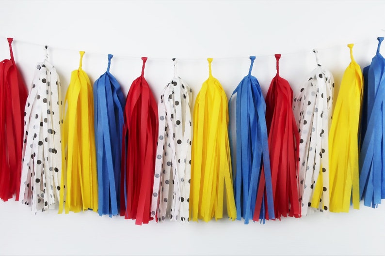 Cowboy Tassel Garland PreMade or DIY Kit Red Yellow Blue Birthday Party First Birthday Baby Shower Banner Smash Cake High
