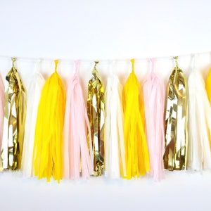 Sunshine Tassel Garland Pre-made or DIY Kit - Pink Yellow - Little Sunshine - Daisy Birthday Party - Girl Baby Shower - Pink Lemonade