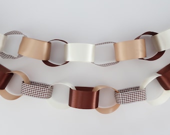 Baby Is Brewing Satin Ribbon Chain Garland | Coffee Shower Decor | Love Is Brewing Bridal Shower | Espresso Party | Neutral Party Decor