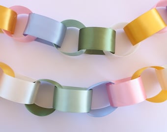 Wildflower Satin Ribbon Chain Garland | Baby In Bloom Baby Shower Decor | Fresh Off The Market Bridal | Garden Party | Wild One Birthday
