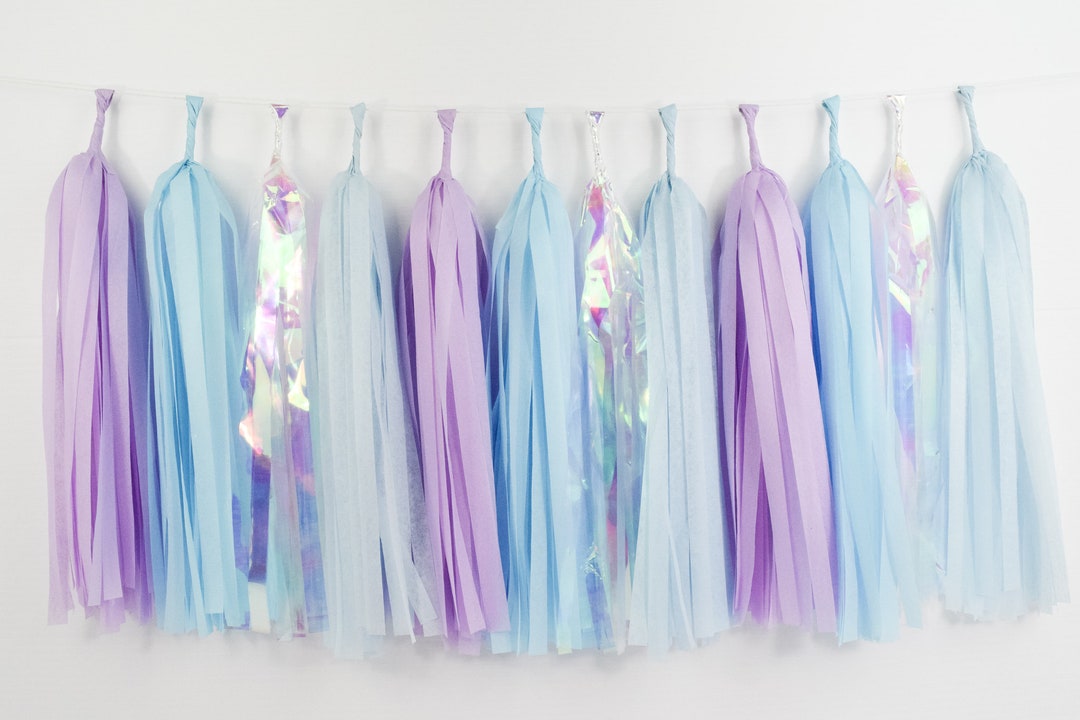Blue Purple Tassel Garland Premade or DIY Kit Ice Queen Mermaid