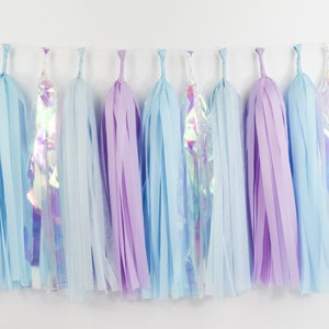 Blue Purple Tassel Garland Pre-Made or DIY Kit - Ice Queen - Mermaid - Birthday Party - Tail for Veil - Under the Sea - Winter Wonderland