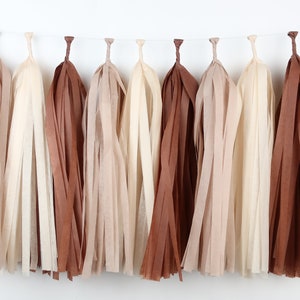 Minimal Espresso Tassel Garland Pre-Made or DIY Kit - Tissue Paper - Gender Neutral - Beary - Woodland - Rodeo - Deer - Teddy - Neutrals