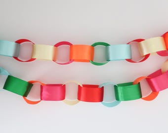 Fiesta Party Satin Ribbon Chain Garland | First Fiesta Birthday Decor | Final Fiesta Bachelorette | Cinco de Mayo | Fiesta Taco Party Decor