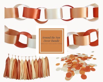 Around the Sun Decor Bundle | Sunshine Birthday Decor | Boho Baby Shower | Here Comes the Son | My Sunshine | Garland, Tassels + Confetti