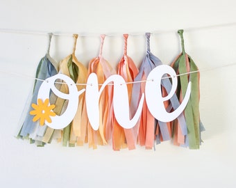 Wildflower High Chair Banner + Mini Tassels - Wild One - Boho - Groovy - Girl - Flower - First Birthday - Photo Backdrop