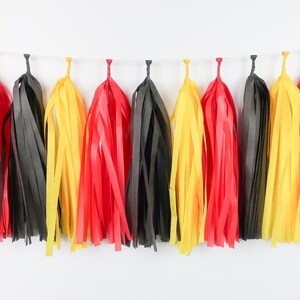 Red Black Yellow Tassel Garland Pre-made or DIY Kit - Twodles - Mouse Birthday Party - Baby Shower - Baby Boy - Party Decoration - Banner