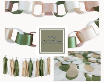 Camp Decor Bundle | Camp Bachelorette | Last Trail Before the Veil | Adventure Baby Shower | Happy Camper Birthday | Green Neutral Party