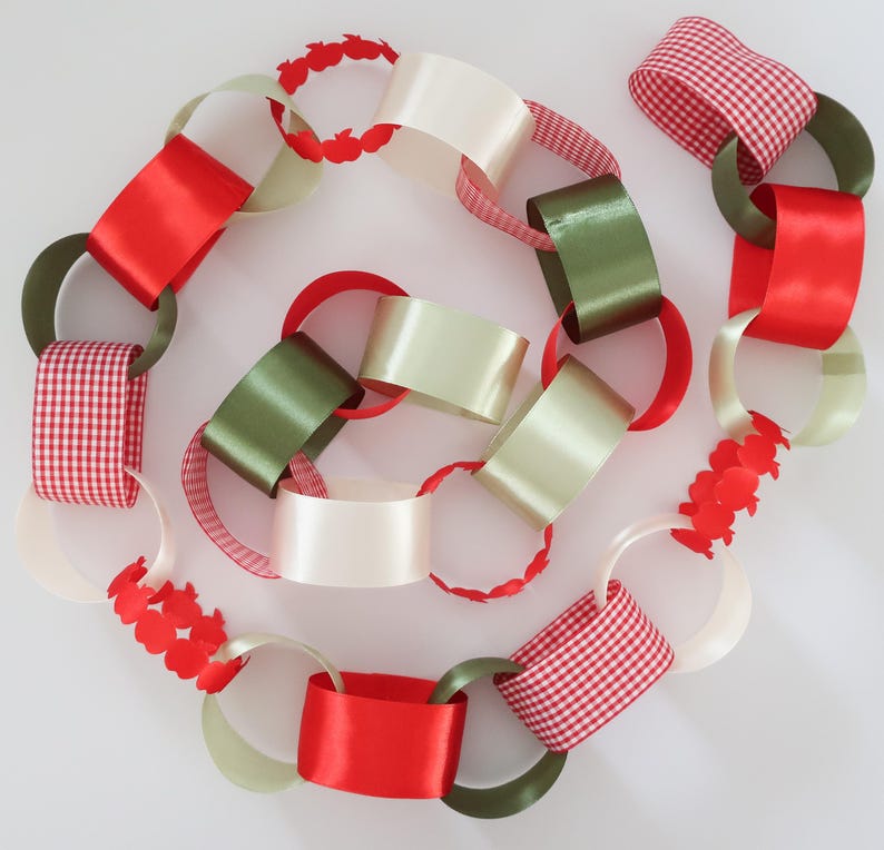 Apple of My Eye Satin Ribbon Chain Garland | Apple Baby Shower | Apple Bridal Shower | Apple Bachelorette | Orchard Party Decor | Gingham afbeelding 9