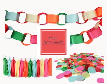 Fiesta Decor Bundle | Taco Party | Final Fiesta Bachelorette | First Fiesta Birthday | Cinco de Mayo Decor | Garland, Tassels + Confetti