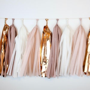 Mauve Blush Rose Gold Tissue Paper Tassel Garland Pre-Made or DIY Kit- Dusty Rose - Birthday - Baby Shower - Bride Tribe - Wedding - Bach