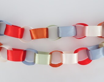 Fun to Be One Satin Ribbon Chain Garland | First Birthday Decor | One Birthday Party | Cake Smash | Baby Shower | Colorful Party
