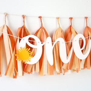 Sunshine High Chair Banner - First Trip Around the Sun - Muted Sun - Retro - Here Comes the Son - Photo Backdrop