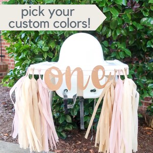 High Chair One Banner + Custom Colors Tassel Garland - First Birthday - One - Decorations - Party - Cake Smash