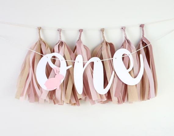 Bunny ONE High Chair Banner + Mini Tassels | First Birthday Party Decoration | Cake Smash | Some bunny | Little Bunny | Hop Two it | Hip hop