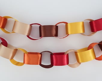 Little Turkey Satin Ribbon Chain Garland | Thanksgiving Decor | Harvest Party Decor | Fall Baby Shower | Autumn Birthday
