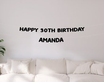 Custom Age Happy Birthday Banner | Personalized Name + Age | Birthday Party Decor | Milestone Birthday | Photo Backdrop