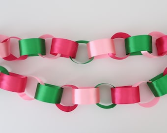 Girl Golf Satin Ribbon Chain Garland | Let’s ParTee Birthday | Drivers + Diapers Baby Shower | Hole in One | Green + Pink Bachelorette Decor