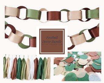 Football Decor Bundle | Football Party Decor | First Year Down | Little MVP | Football Baby Shower | Game Day | Garland, Tassels + Confetti