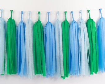 Golf Tassel Garland Pre-Made or DIY Kit - Hole in One - Golf Party - Baby Shower - Backdrop - Fore - Blue and Green - First Birthday Partee