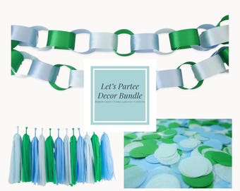 Let’s ParTee Decor Bundle | Golf Party Decor | Hole in One Birthday | Golf Baby Shower | Bachelor Party Decor | Garland, Tassels + Confetti