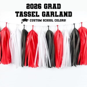 Graduation Custom Tassel Garland | Bed Party Decoration | Custom School Colors | College Commitment Announcement | College Grad | Grad 2026