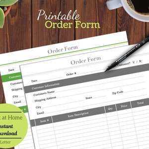 Printable Order Forms, Craft Show Form, Customer Form, Small Business Organizer, Etsy Business, Planner Insert, business insert, Letter