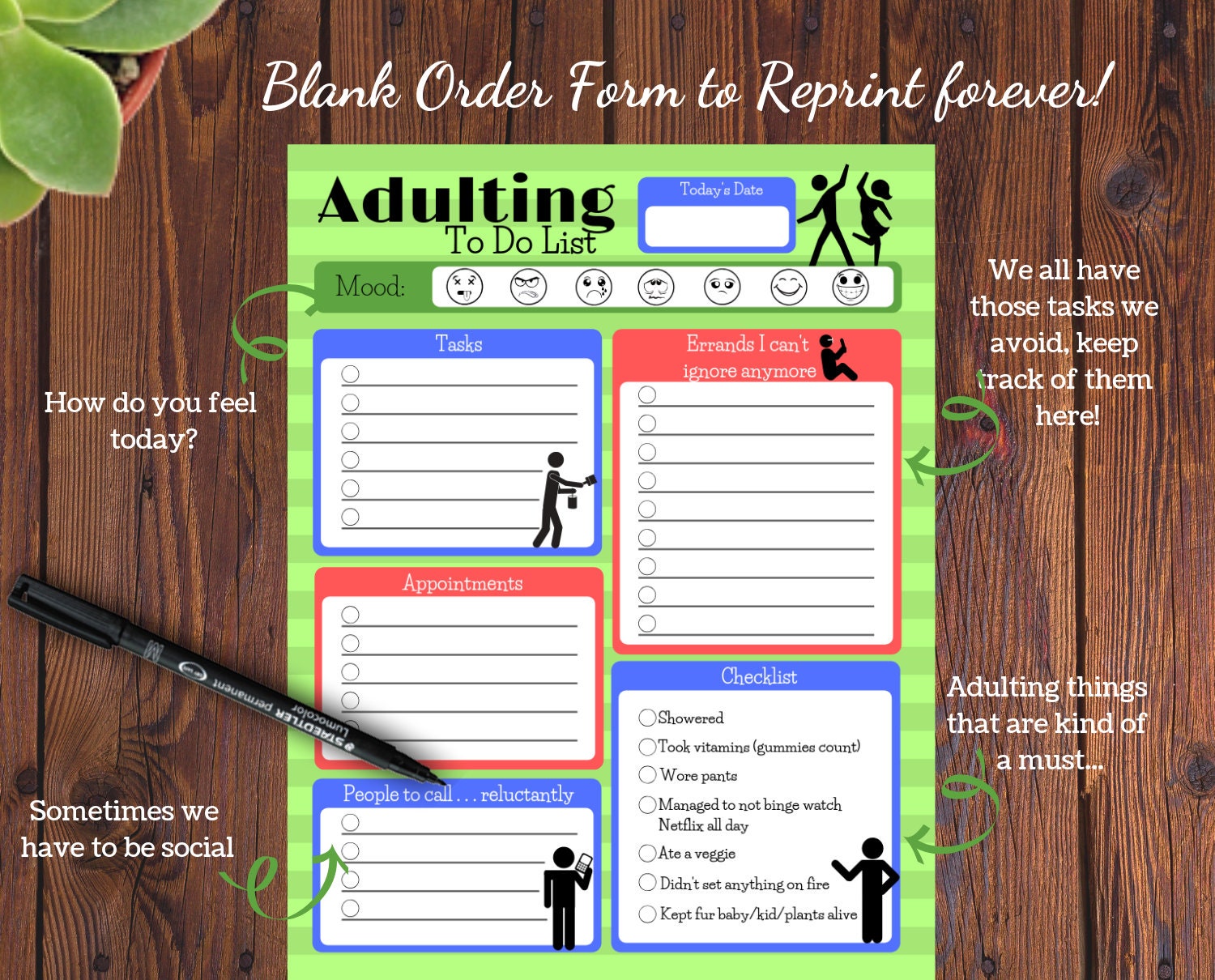 Adulting Checklist Funny Printable Humor To Do List Task | Etsy