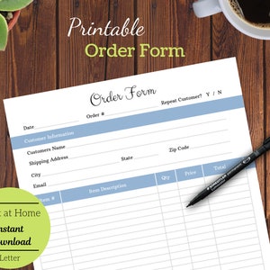 Printable Order Form, Craft Show Form, Customer Form, Small Business Organizer, Etsy Business, Planner Insert, A5 planner insert, Letter, A4