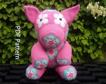 Pattern crochet pig African Flower Pig