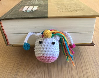 Funny crochet bookmark unicorn