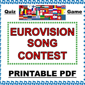 Neue druckbare pdf-Version! &#39;EUROVISION SONG CONTEST&#39; Trivia Quiz-Spiel - Ideal für Familien / Freunde auf Eurovision Night !!
