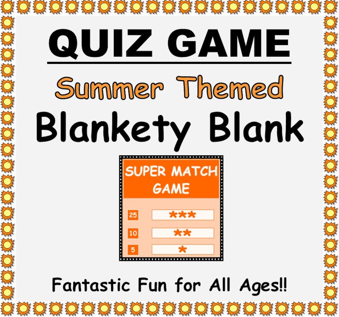 ALL NEW Summer Themed Blankety Blank Super Match Game table Etsy
