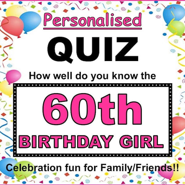 60th Birthday Quiz - Etsy