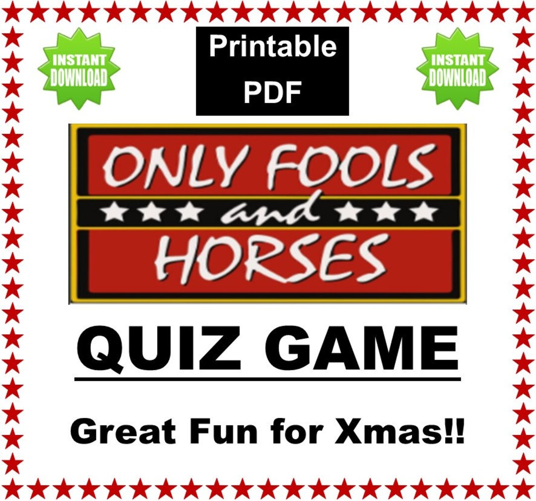 PRINTABLE PDF Only Fools and Horses Quiz Game A5 Players Sheets 3 X Tiebreakers A5 Winners
